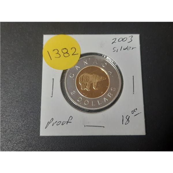 2003 Canadian Sterling Silver Two Dollar Proof Coin - 92.5%