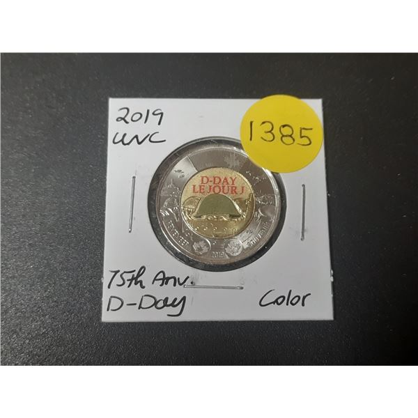 2020 UNC Canadian Two Dollar Coin - D-Day 75th Anv. Coulorized