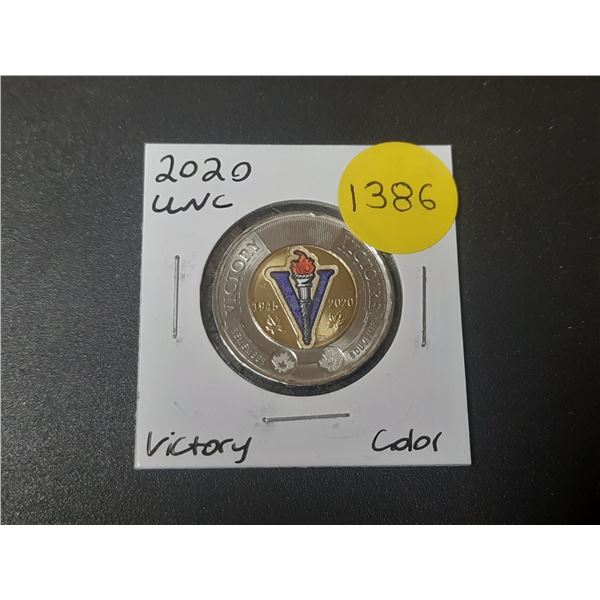 2020 UNC Canadian Two Dollar Coin - Victory ; Coulourized