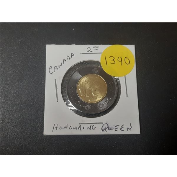 2022 Canadian Two Dollar Coin - Queens Death ; Black