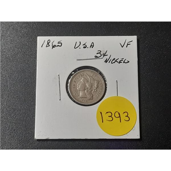 1865 USA Three Cents