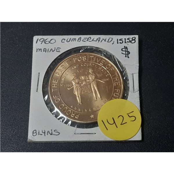 1960 Cumberland, Maine Half Dollar Brass Token