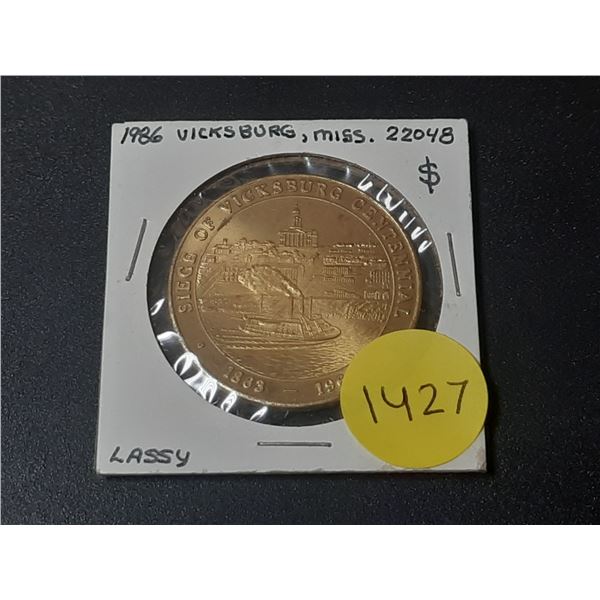 1986 Vicksburg, Miss. Half Dollar Brass Token