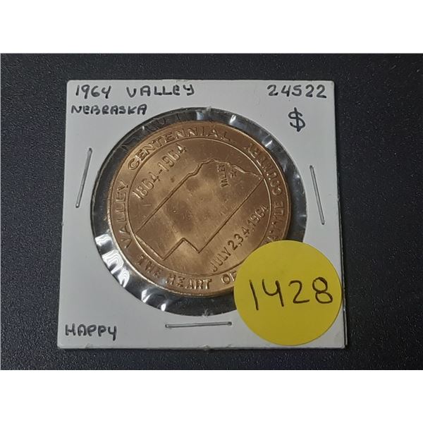 1964 Valley, Nebraska Half Dollar Brass Token