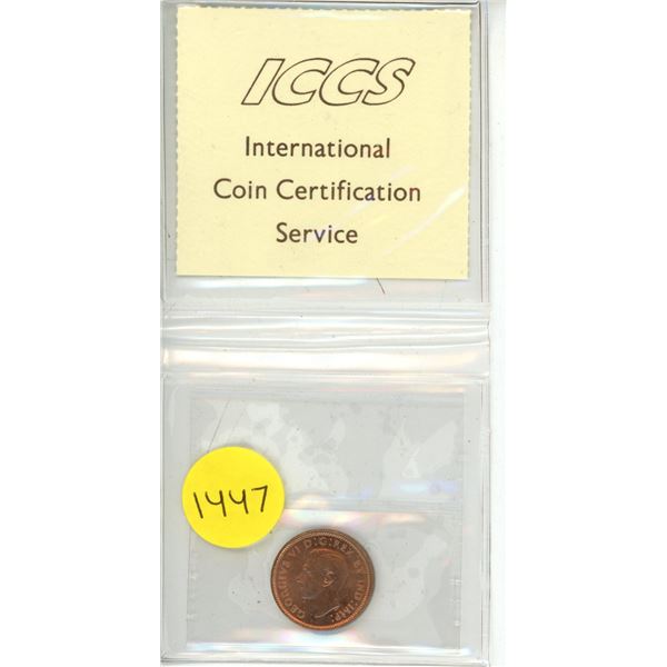 1943 Canadian Small Cents - ICCS MS-63 Red