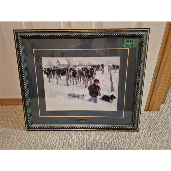 ROBERT DUNCAN FRAMED WINTER PRINT, 21 1/2"x 17 1/2" inner frame size