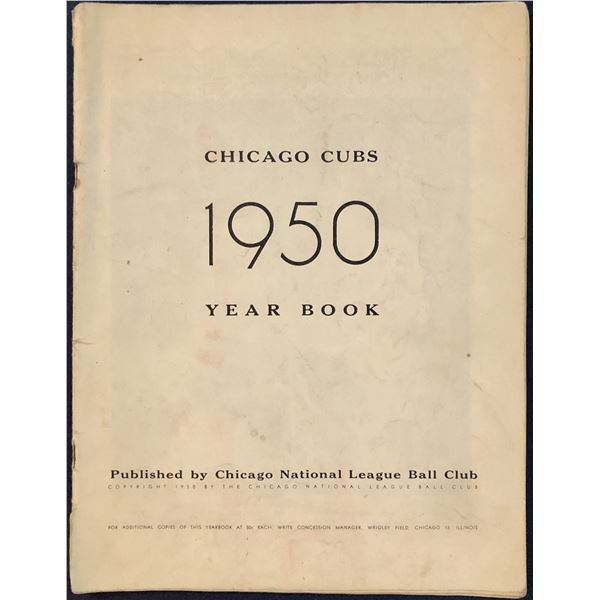 1950 CHICAGO CUBS YEAR BOOK