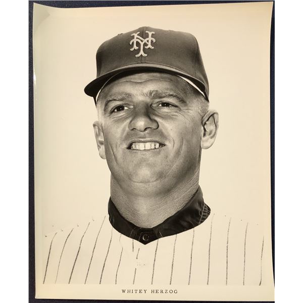 NEW YORK METS PRESS GLOSSY - WHITEY HERZOG (HOF)