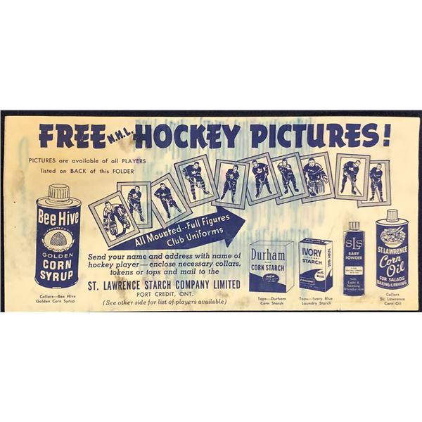 1963-64 BEE HIVE NHL PROMOTIONAL FLYER