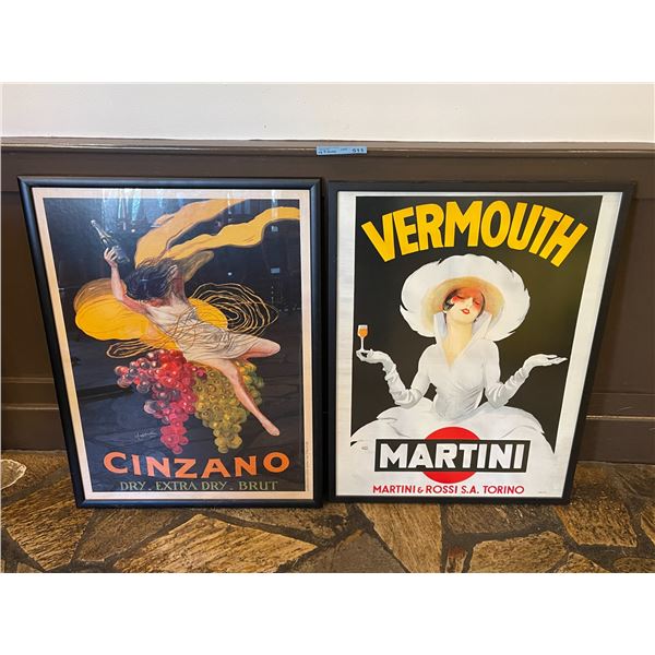2 pc - "Cinzano" & "Martini Vermouth" framed pictures