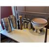 Image 1 : Group - Ice buckets, trays, S&P mils, water pitchers & large stainless bowl