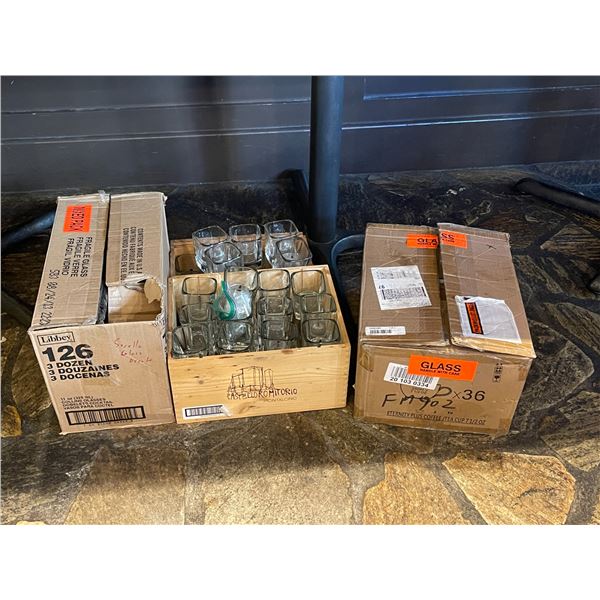 Group - Coffee cups, small wine crafts & glass table candles