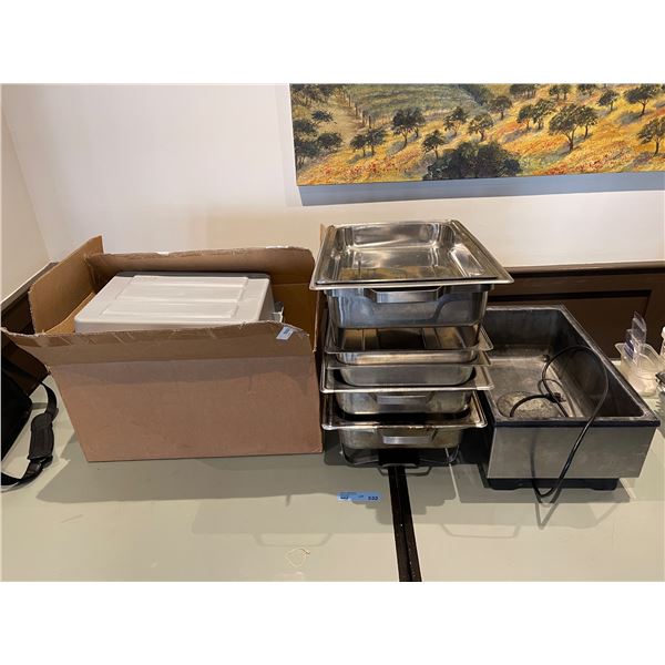 Group - Water heater, catering trays, plastic bins, etc.