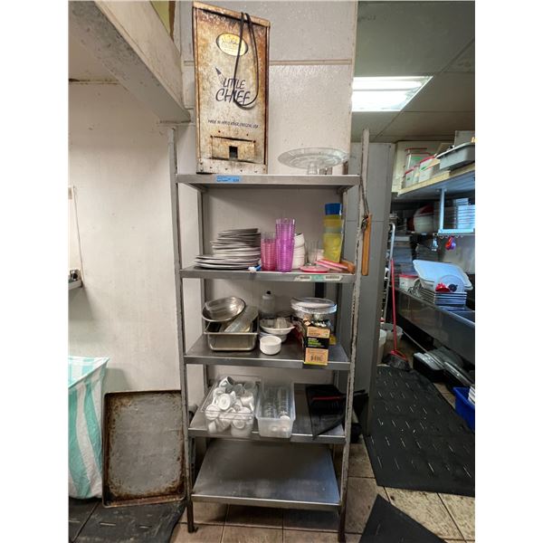 Rack & Contents including "Little Chief" smoker, glasses, trays, etc.