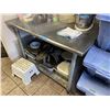 Image 2 : Stainless steel table & contents including baking tins, trays, sheets, etc. (Under table) - 48x30x36