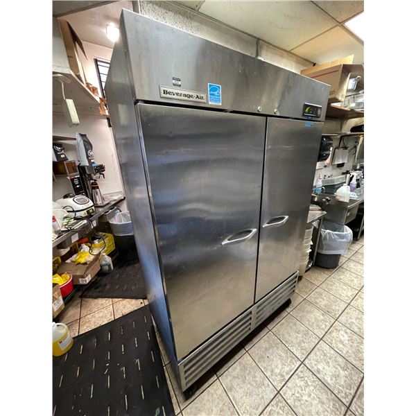 Beverage-Air 2 door commercial stainless steel freezer on wheels - 55x31x83" - Tested & working