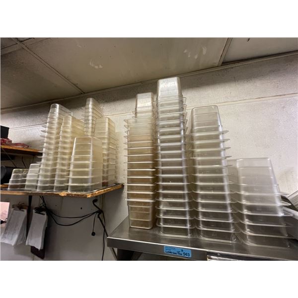 Group - Large lot of assorted sized plastic trays for prep tables