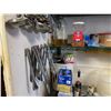 Image 4 : Group - Contents on wire shelf & wall including tongs, ladles, ingredients