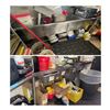 Image 1 : Large stainless steel commercial sink & table w/ 22.5 degree angle - 185x29x36"