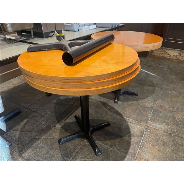 Fir round dining tables - 32"D x 29"H - (x5) Tops / (x3) Bases