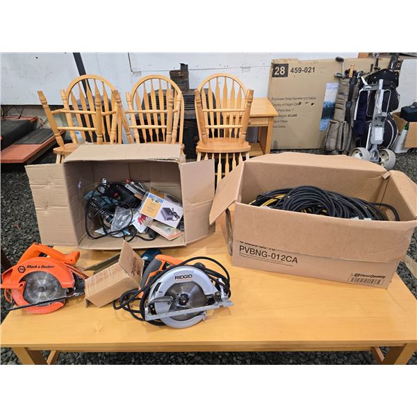 310 -- RIGID AND BLACK AND DECKER SKILL SAWS, EXTENSION CORD AND MORE