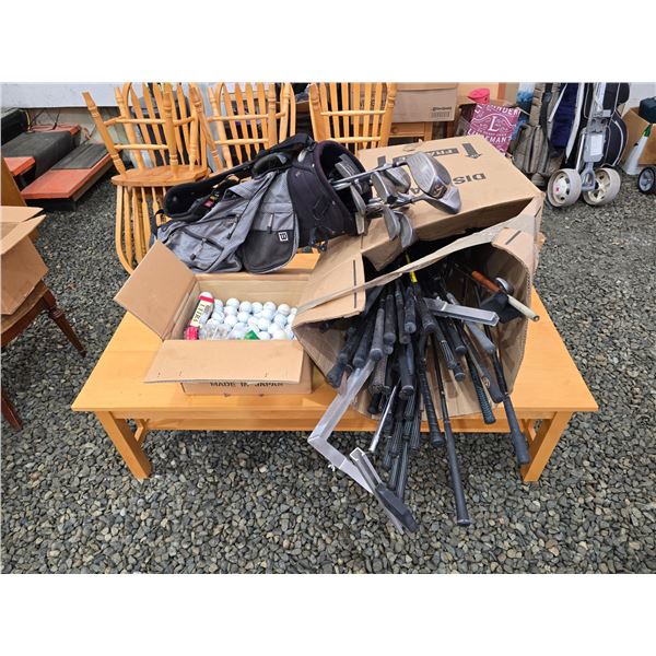 321 -- BIG BOX OF BALLS, BOX OF GOLF CLUBS AND A SET OF CLUBS