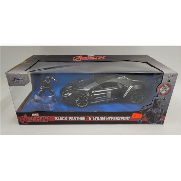Sealed Jada Toys Marvel Avengers Diecast Lykan Hypersport w/ Black Panther Figure