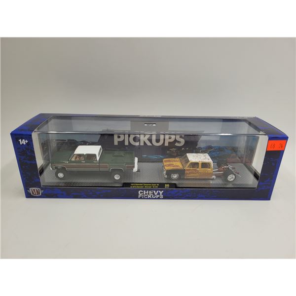 Sealed M2 Machines Chevy Pickups 1973 Chevrolet Cheyenne Super 30 & 1975 Chevrolet Silverado 30 4X4