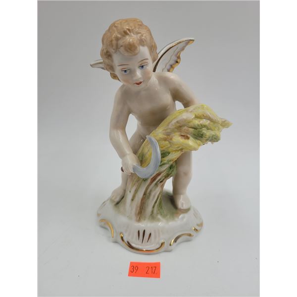 Dresden Hand-Painted Porcelain Fall Harvest Cherub Figurine Made in Germany