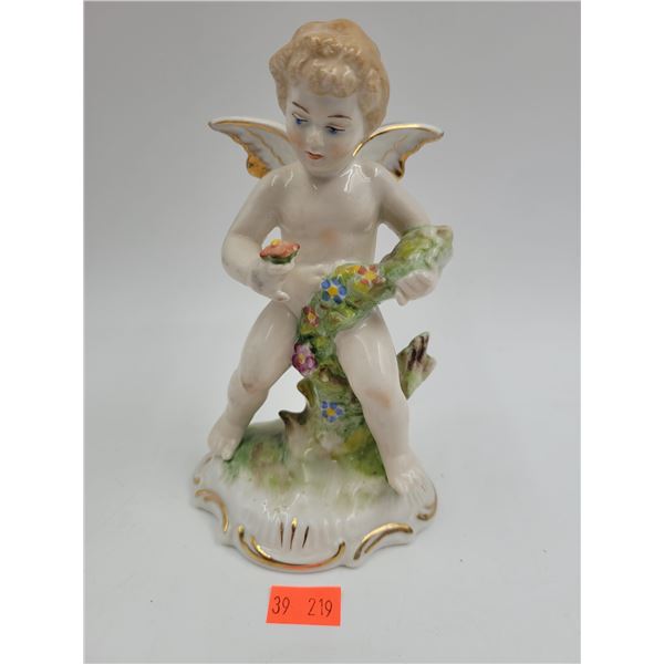 Dresden Hand-Painted Porcelain Floral Cherub Figurine Made in Germany