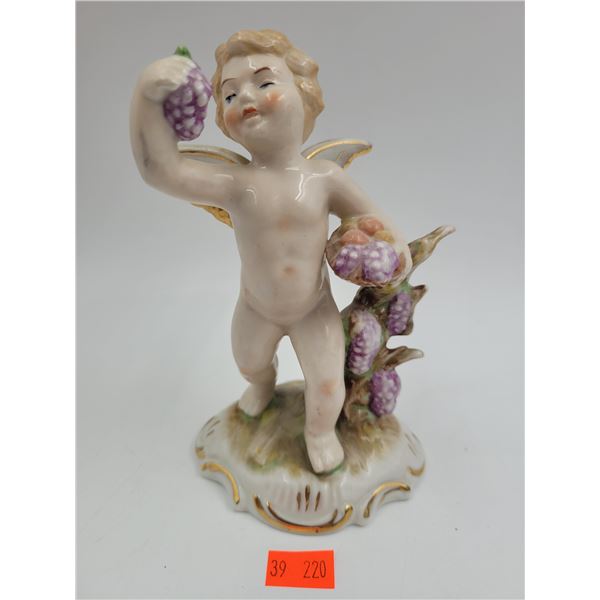 Dresden Hand-Painted Porcelain Grape Vine Cherub Figurine Made in Germany