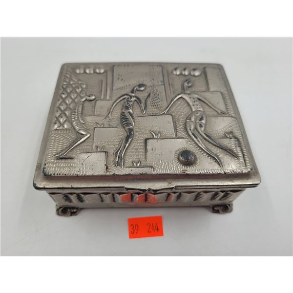 Vintage Deco Style Wooden Lined Trinket Box