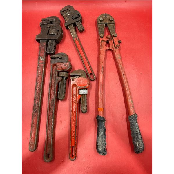 (4) Pipe Wrenches & (1) Bolt Cutter