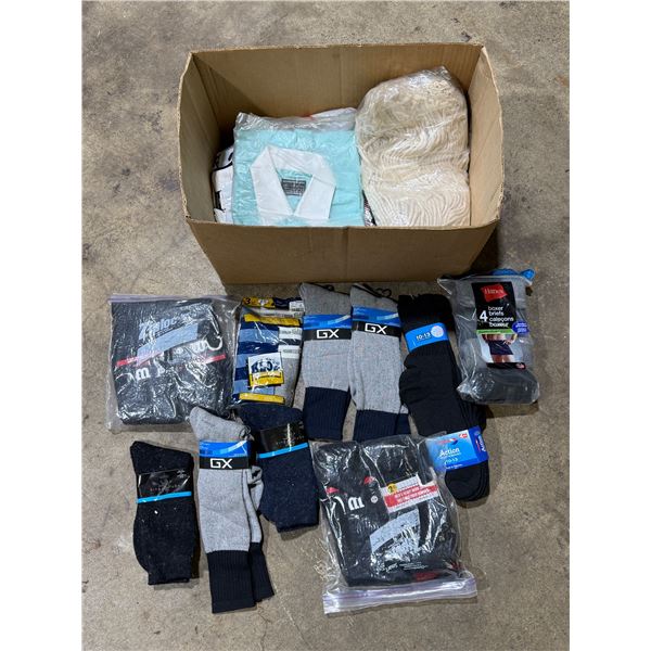 Assorted N.O.S. Products: Socks, Underwear, Collar Shirt, Mop Head