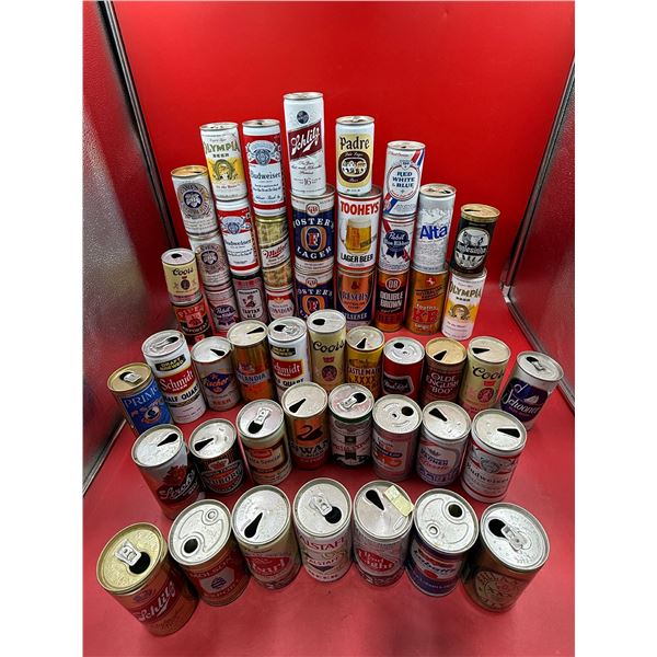 Assorted Vintage Beer Cans: Schlitz, Molson, Coors, Foster's Toohey, Budweiser, & More