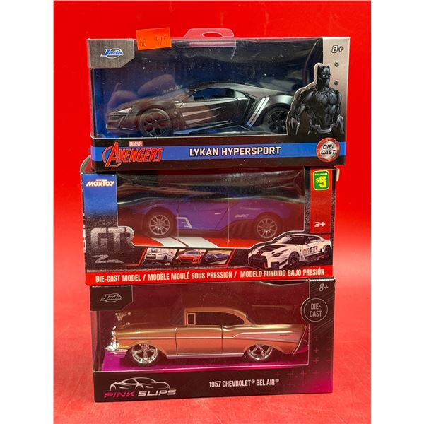 (3) Sealed Die Cast Cars: Avengers Lykan, Montoy, & Pink Slips 1957 Chevrolet Bel Air