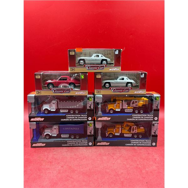 (7) Sealed Toys: (3) Die Cast Classic Cars & (4) Construction Trucks