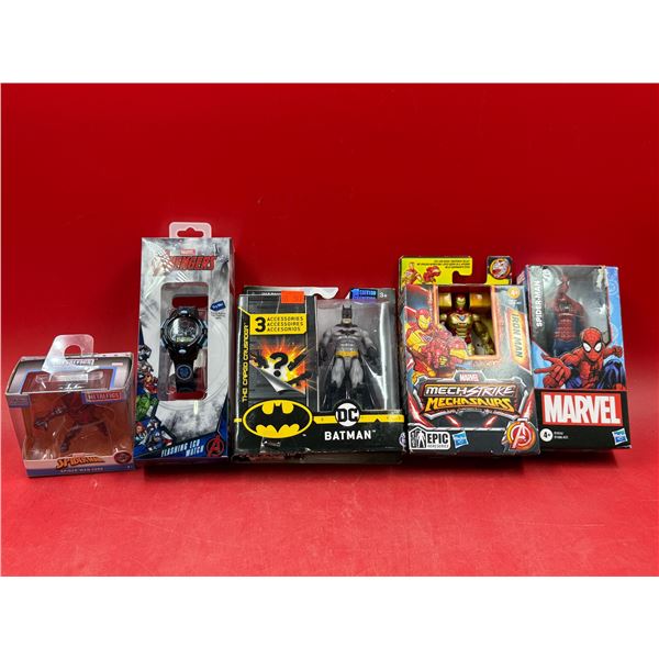 Assorted Sealed Toys: Spider-Man, Batman, Iron Man, Avengers Watch