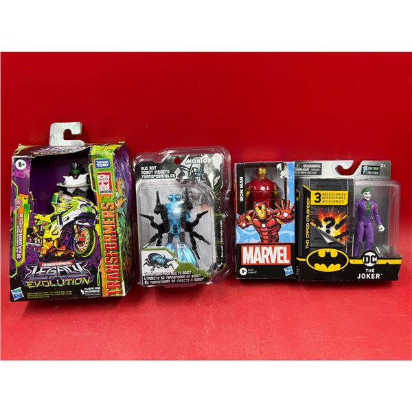 Assorted Sealed Toys: Iron Man, The Joker, Montoy, Transformers