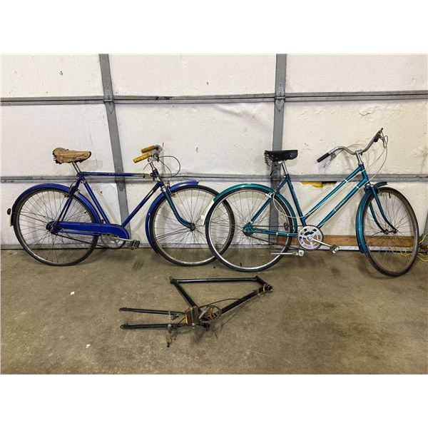 (2) Vintage Bicycles (Bikes) & (1) Frame: Mercury, Triumph, & Raleigh