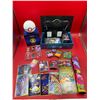 Image 1 : Assorted Pokemon Cards, Poke Ball, Playing Mat, Large Cards, Stickers, Dice, & More