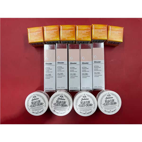 (15) Sealed Facial Products: Beija-Flor Elastic Cream, Glossier Priming Moisturizer, & Banada Bright