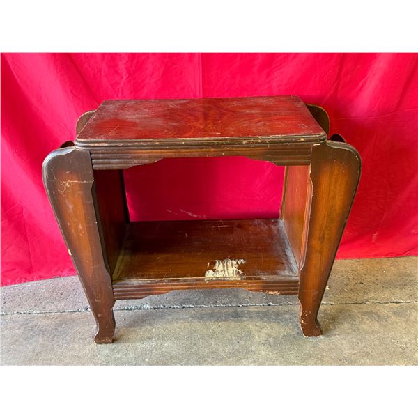Vintage Wooden Side Table With Double Ended Magazine Holders