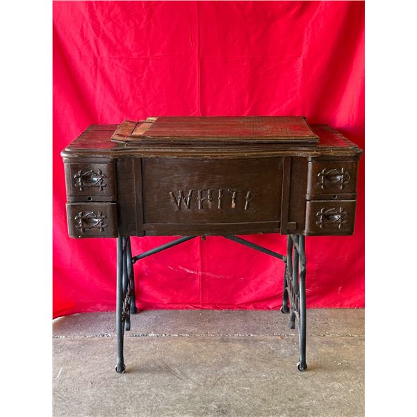 Vintage White Sewing Machine Table (No Sewing Machine)