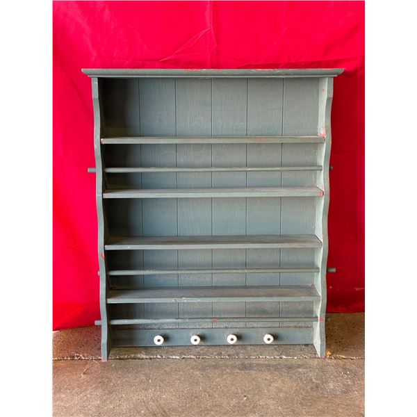 Vintage Wooden Hall Coat Rack Shelf