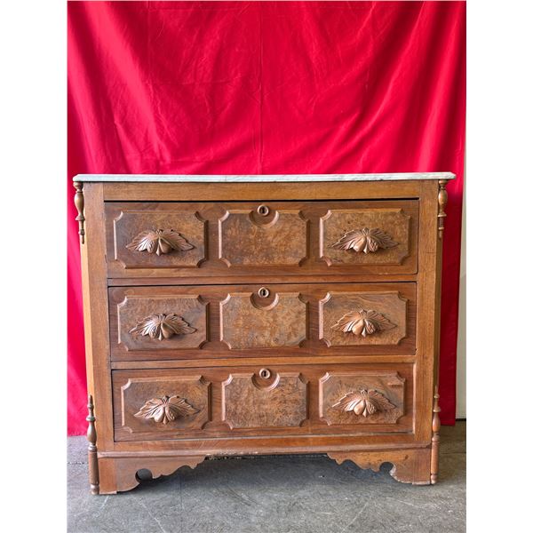Vintage Marble Top 3 Drawer Dresser