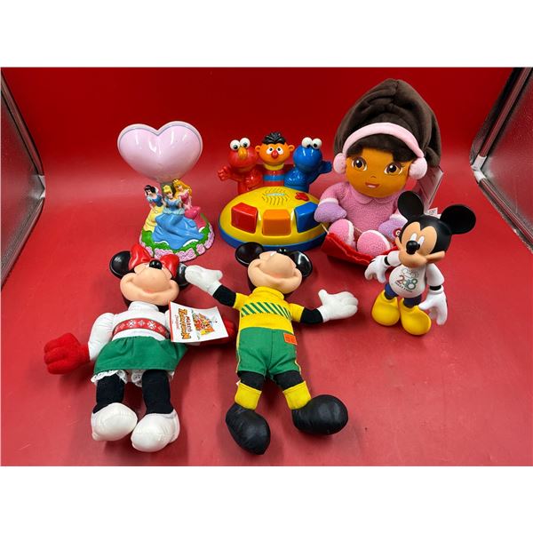 Assorted Toys: Mickey Mouse, Minnie Mouse, Dora The Explorer, Sesame Street, & More