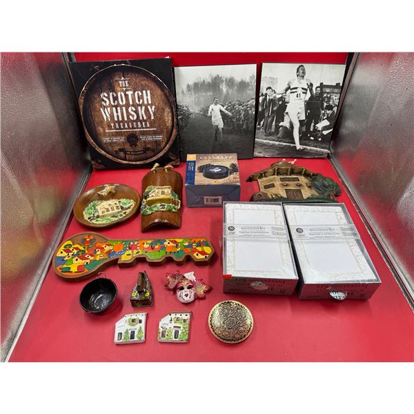 Variety Lot: Scotch Whisky Book, (2) Running Man Prints, (2) Invitation Kits, & More