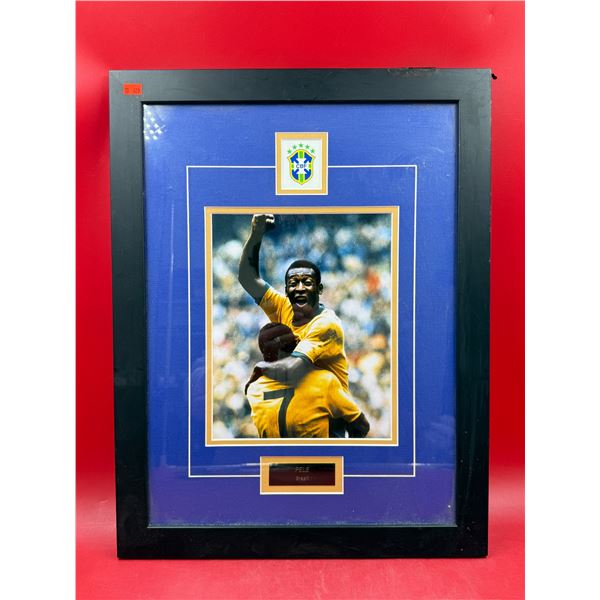 Framed Brazilian Soccer Legend Pele Picture With Name Plaque