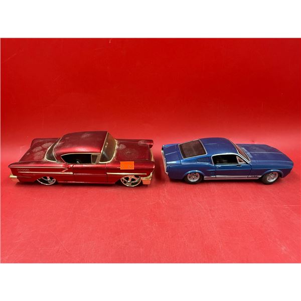 (2) 1:24 Scale Toy Cars: 1967 Ford Mustang GT & 1958 Chevy Impala